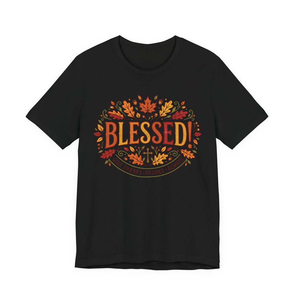 Blessed! Fall Leaves T-Shirt — Give Thanks Faith Tee