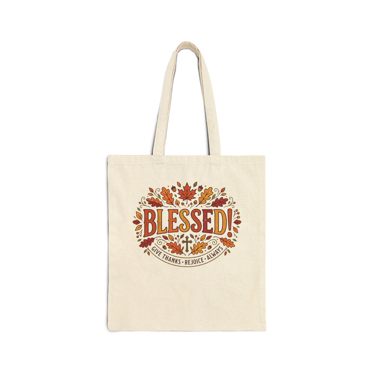 Blessed Fall Tote Bag — 'Blessed' Autumn Leaves Cotton Canvas Tote