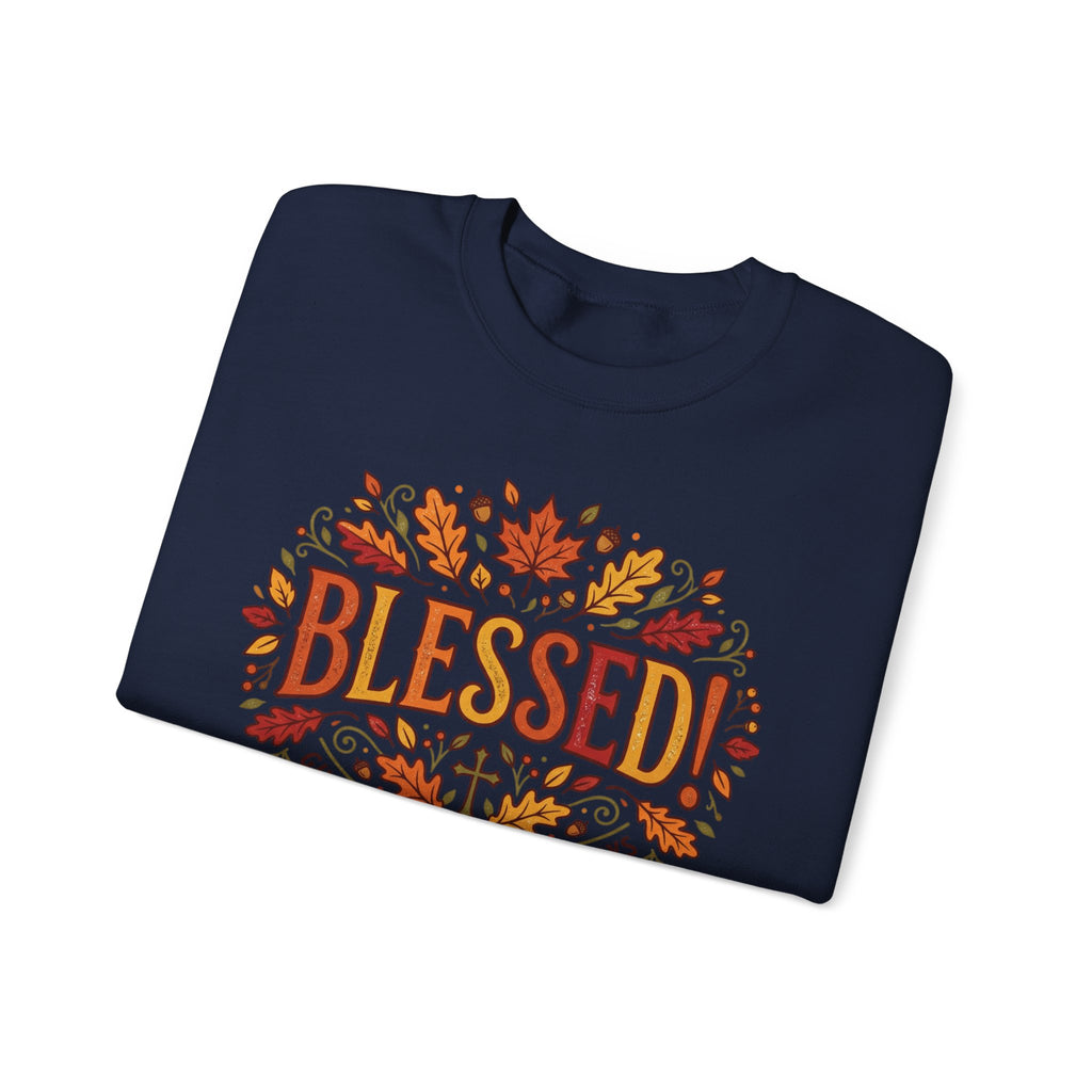 Blessed Sweatshirt — Fall Leaves Christian Crewneck (Give Thanks)