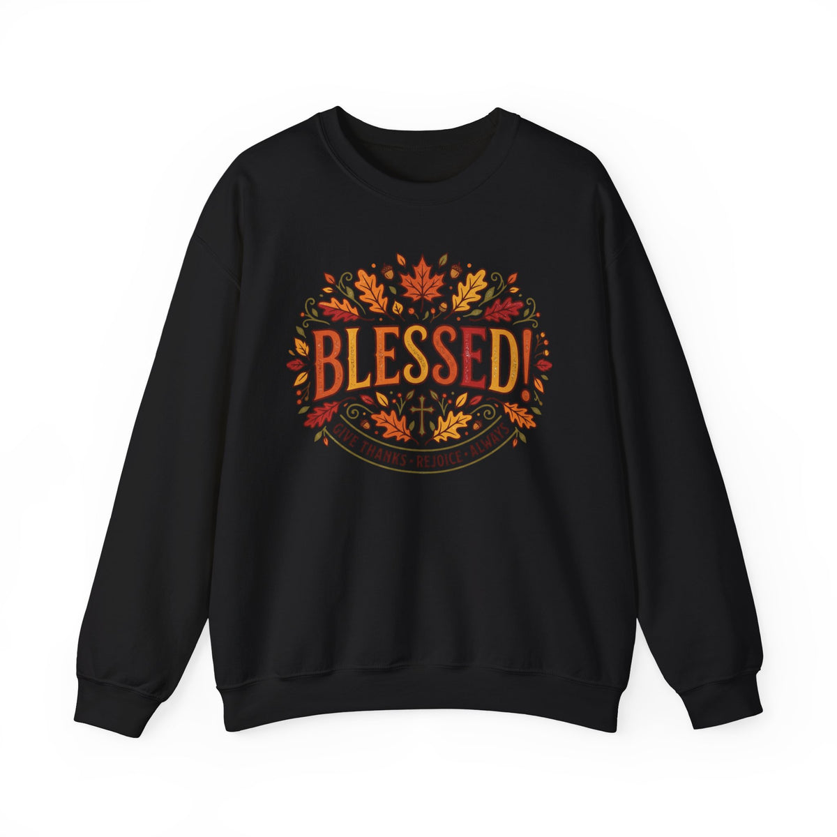 Blessed Sweatshirt — Fall Leaves Christian Crewneck (Give Thanks)