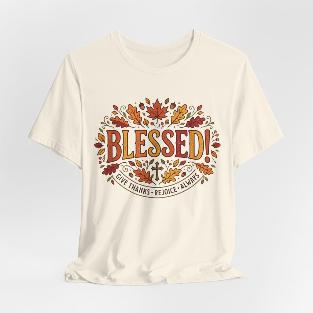 Blessed! Fall Leaves T-Shirt — Give Thanks Faith Tee