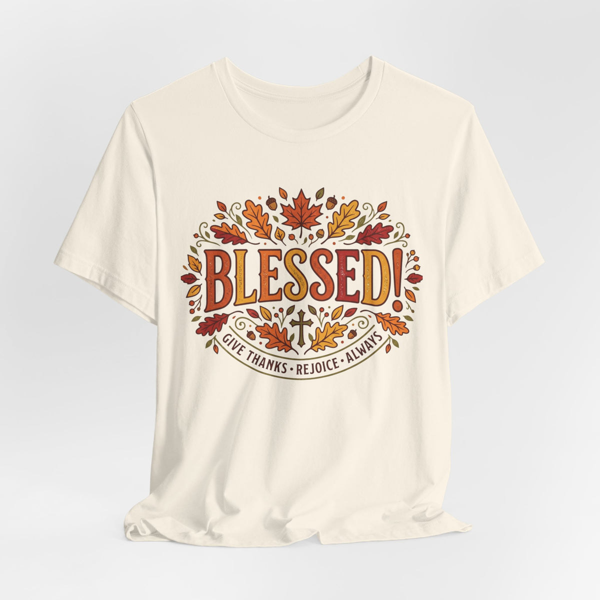 Blessed! Fall Leaves T-Shirt — Give Thanks Faith Tee