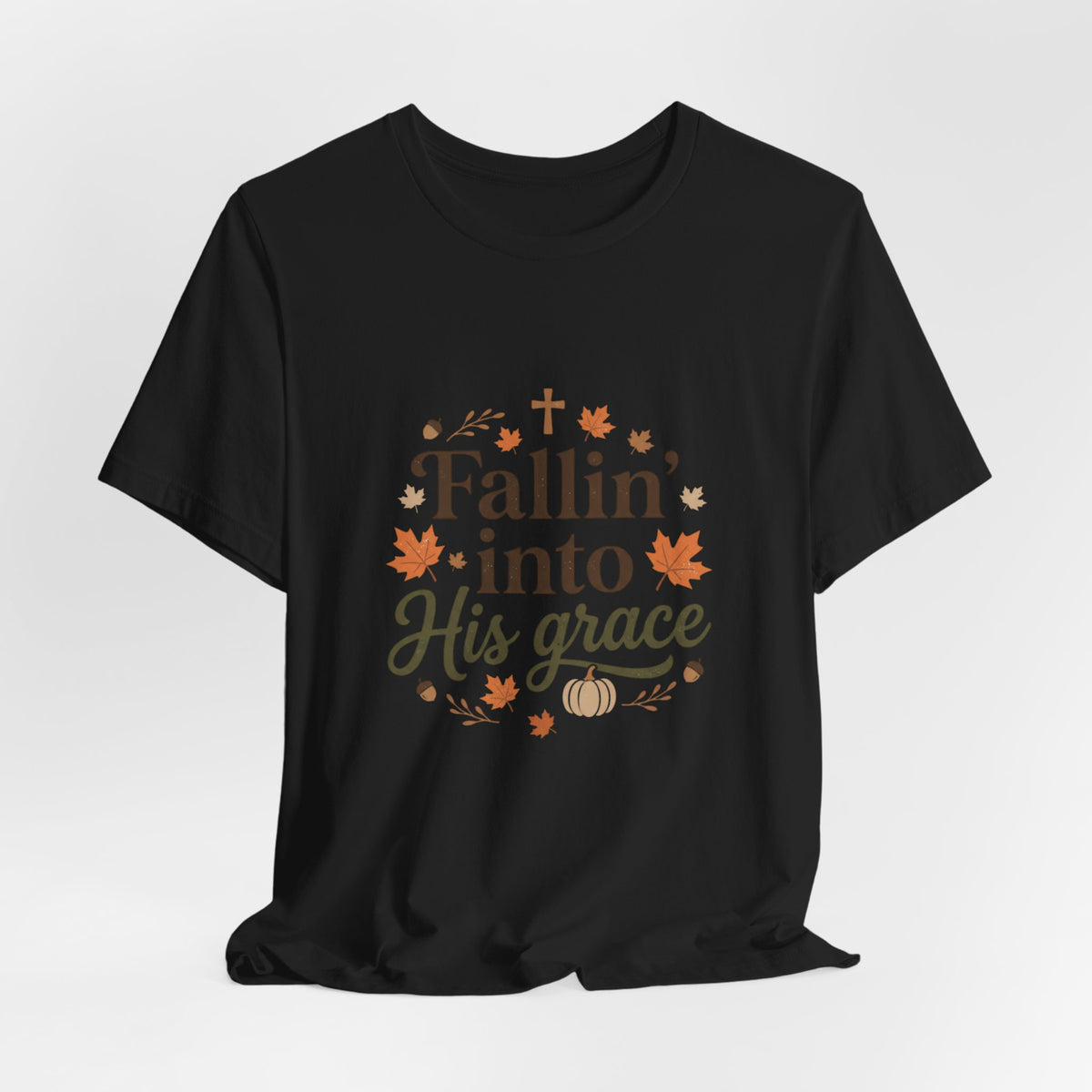 Fallin' Into His Grace Tee — Autumn Christian Faith Shirt