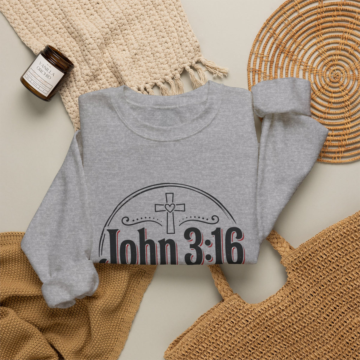 John 3:16 Crewneck Sweatshirt – Faith Christian Bible Verse Pullover