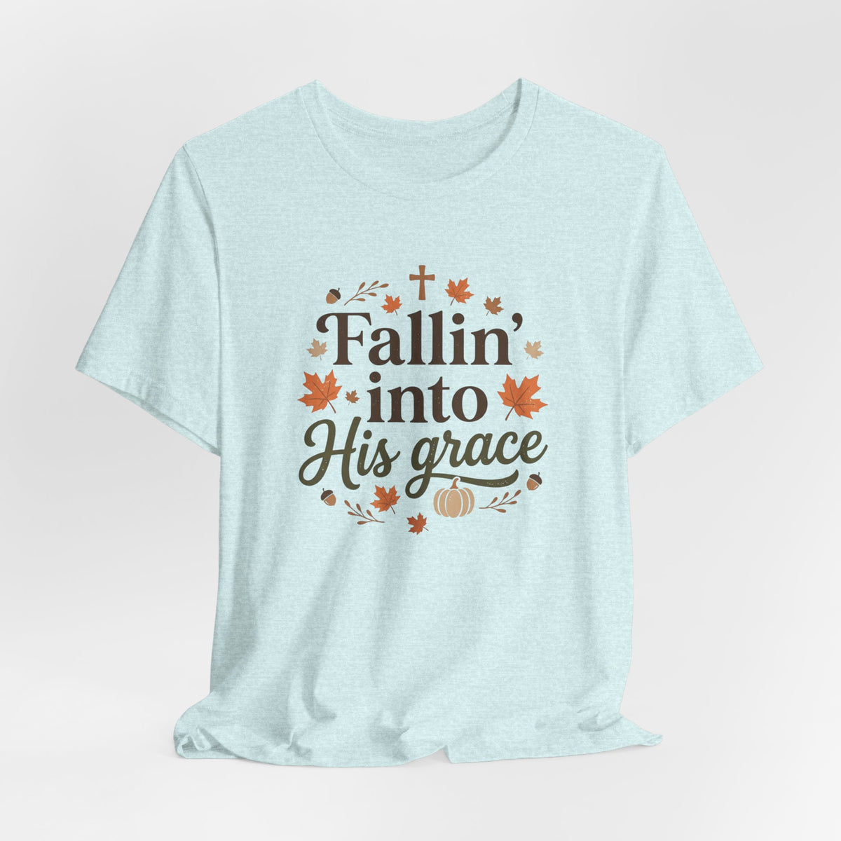 Fallin' Into His Grace Tee — Autumn Christian Faith Shirt