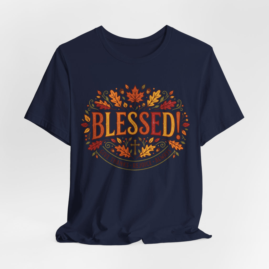 Blessed! Fall Leaves T-Shirt — Give Thanks Faith Tee