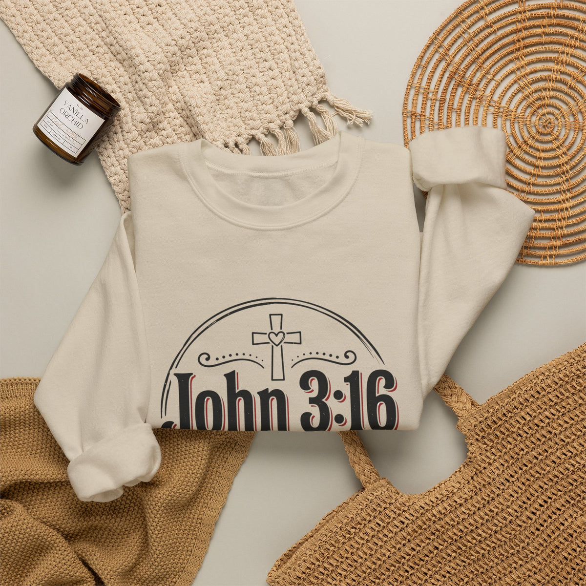 John 3:16 Crewneck Sweatshirt – Faith Christian Bible Verse Pullover