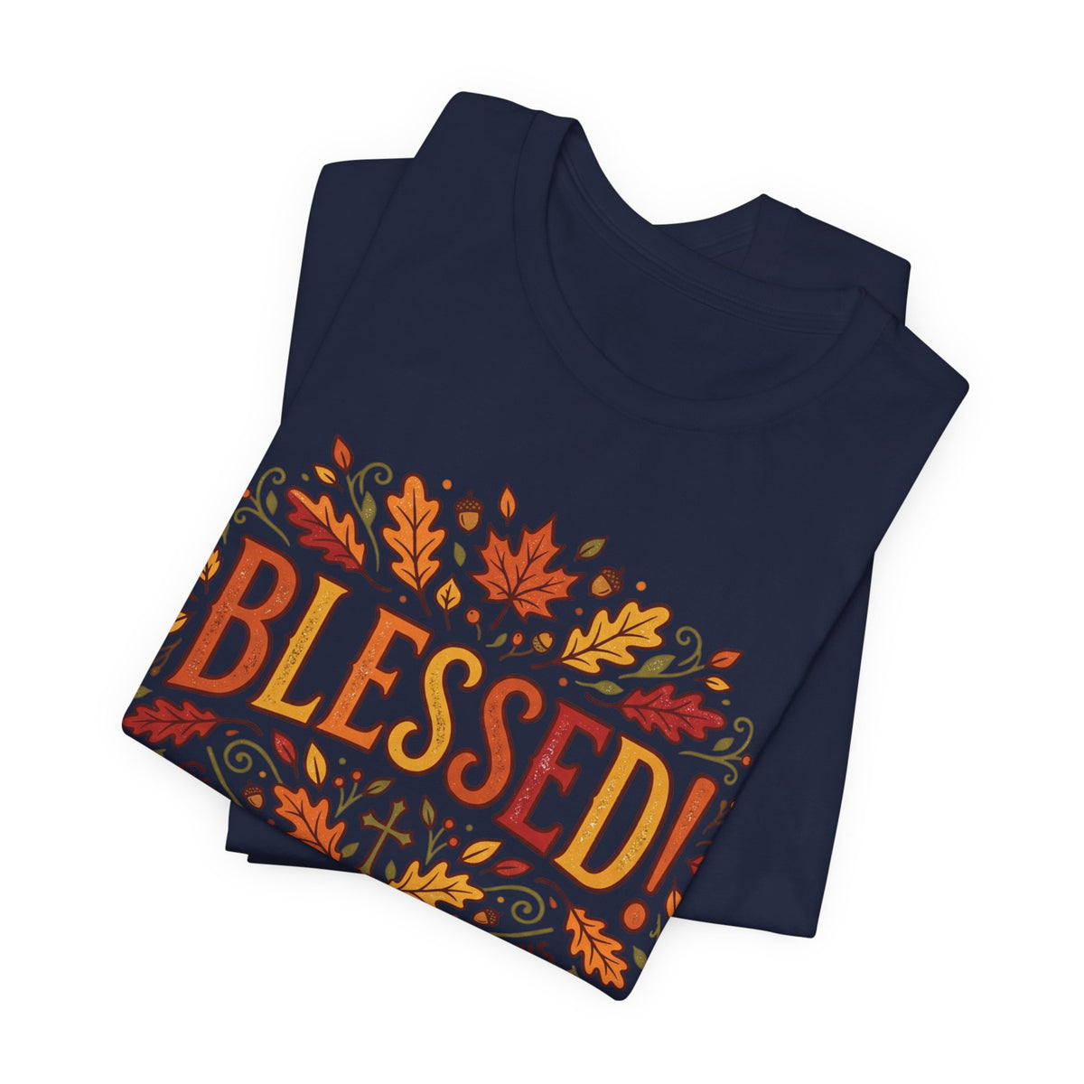 Blessed! Fall Leaves T-Shirt — Give Thanks Faith Tee