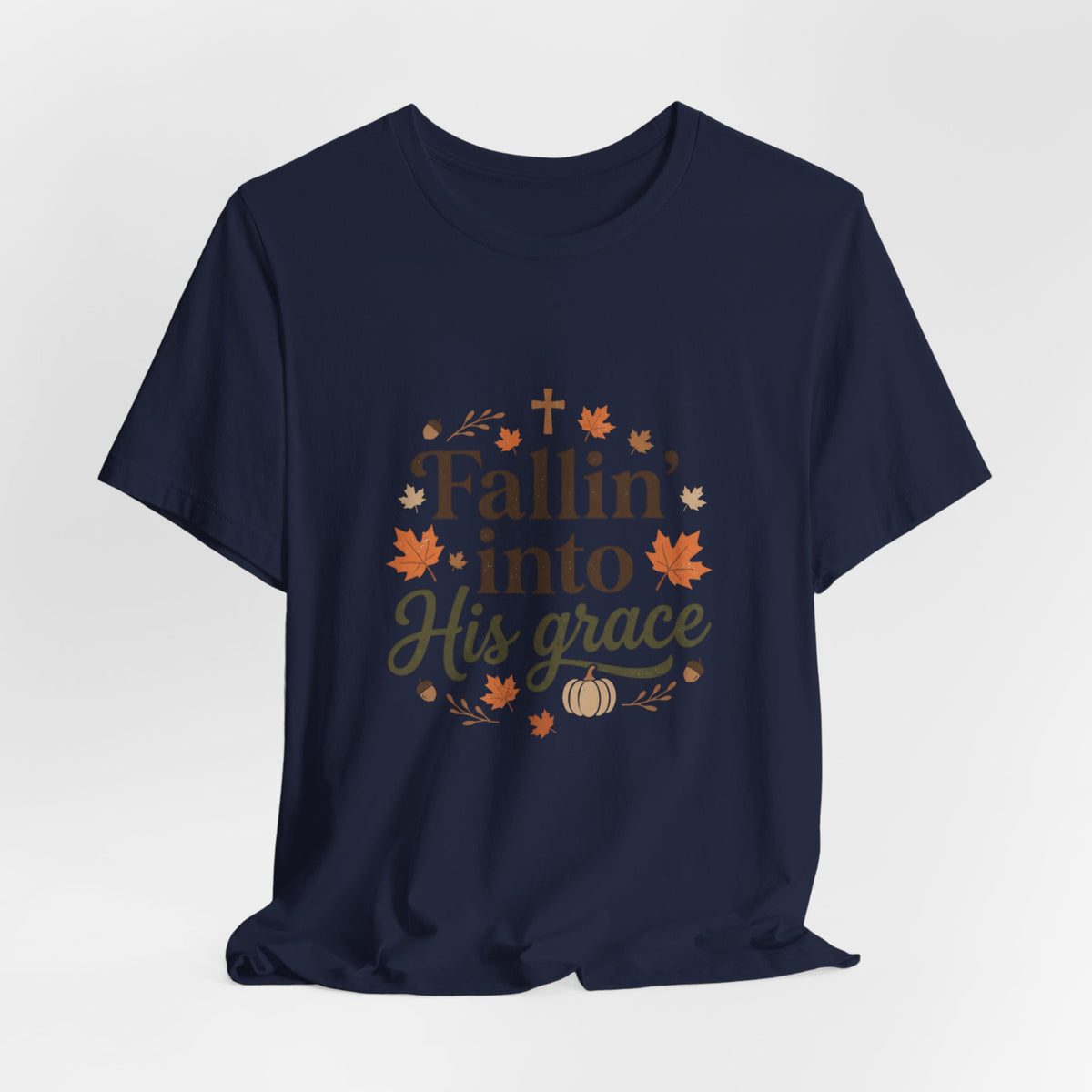 Fallin' Into His Grace Tee — Autumn Christian Faith Shirt