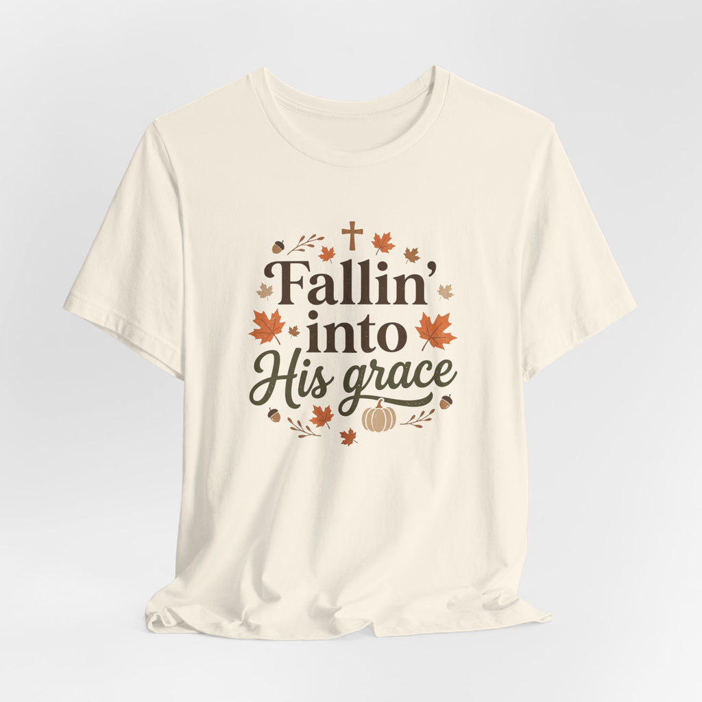 Fallin' Into His Grace Tee — Autumn Christian Faith Shirt