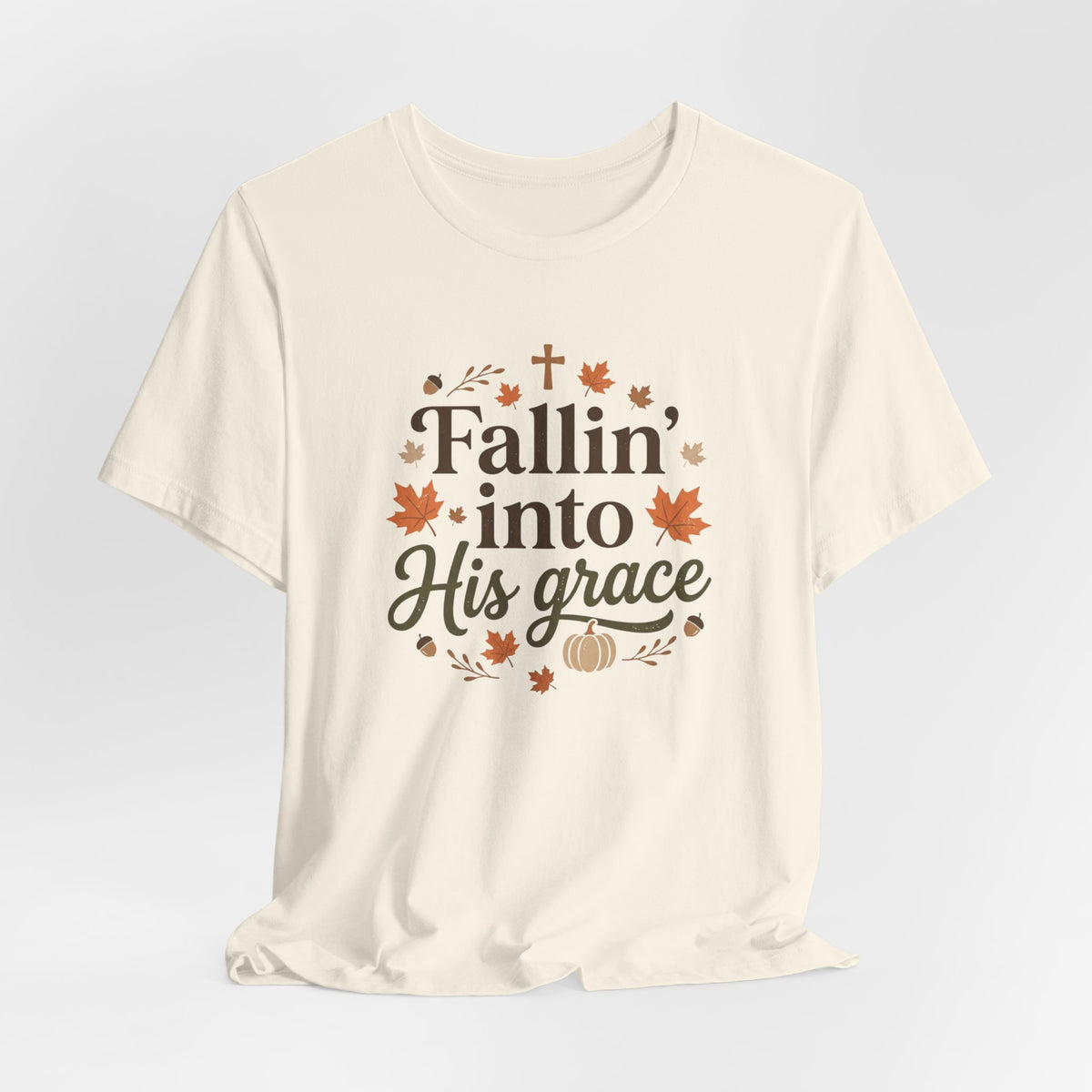 Fallin' Into His Grace Tee — Autumn Christian Faith Shirt