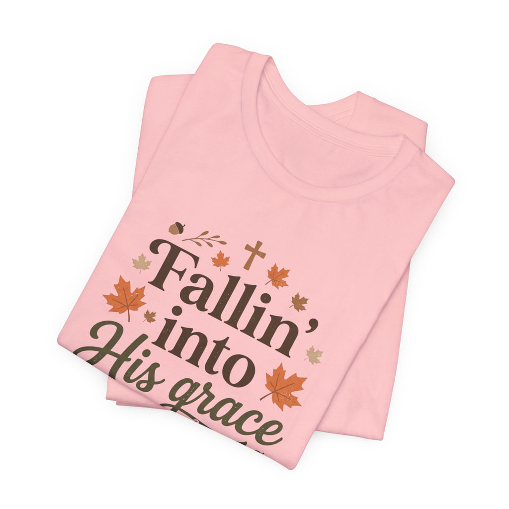 Fallin' Into His Grace Tee — Autumn Christian Faith Shirt