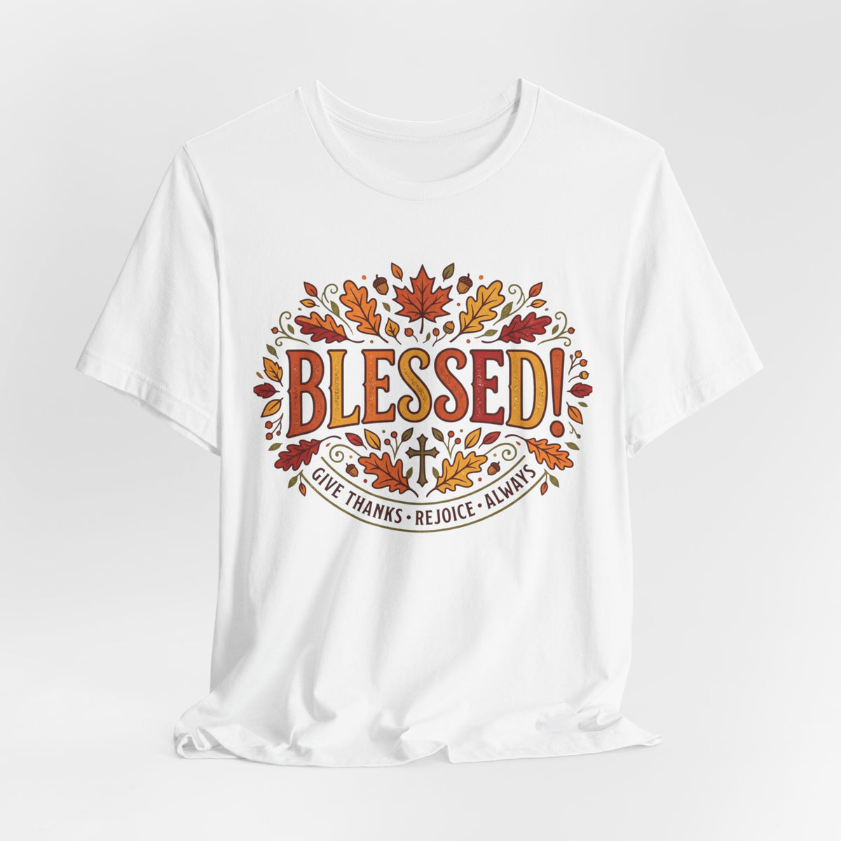 Blessed! Fall Leaves T-Shirt — Give Thanks Faith Tee