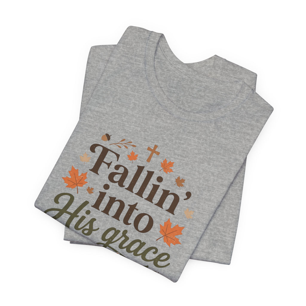 Fallin' Into His Grace Tee — Autumn Christian Faith Shirt