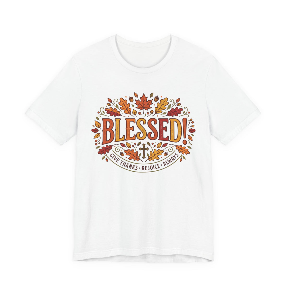 Blessed! Fall Leaves T-Shirt — Give Thanks Faith Tee