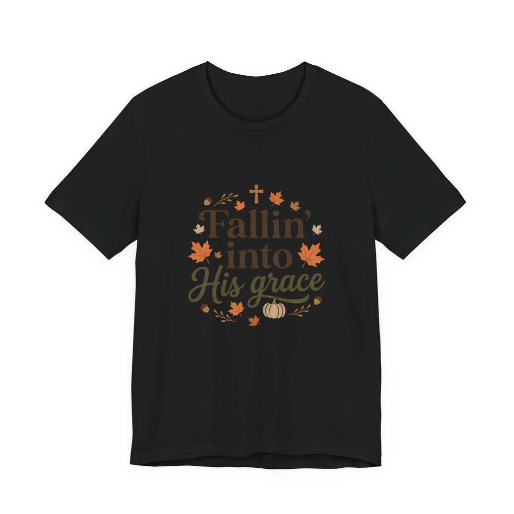 Fallin' Into His Grace Tee — Autumn Christian Faith Shirt