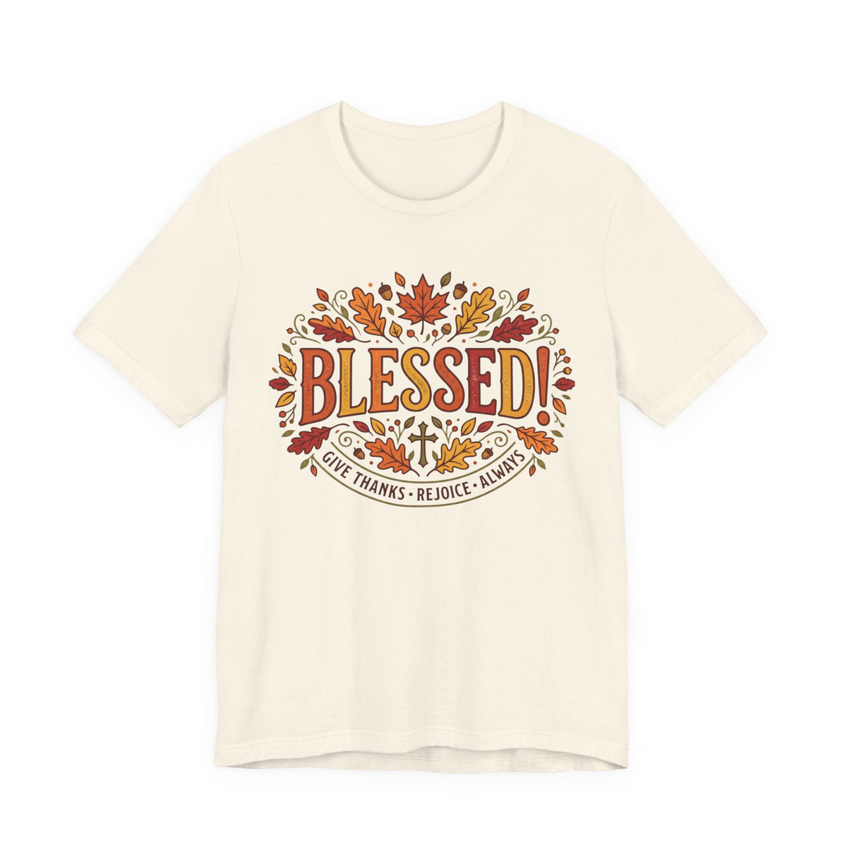 Blessed! Fall Leaves T-Shirt — Give Thanks Faith Tee