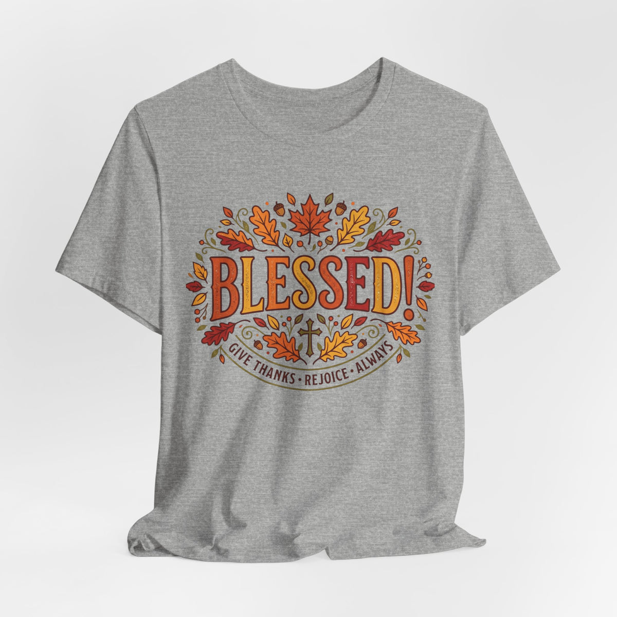 Blessed! Fall Leaves T-Shirt — Give Thanks Faith Tee