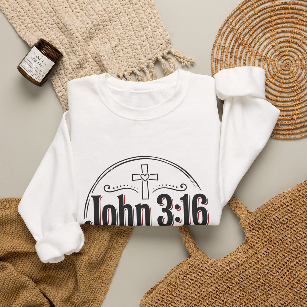 John 3:16 Crewneck Sweatshirt – Faith Christian Bible Verse Pullover