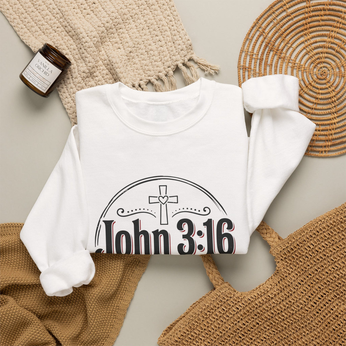 John 3:16 Crewneck Sweatshirt – Faith Christian Bible Verse Pullover